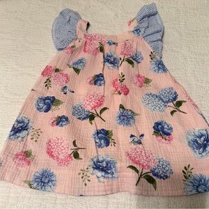 Mudpie Floral Pink and Blue Toddler Dress
